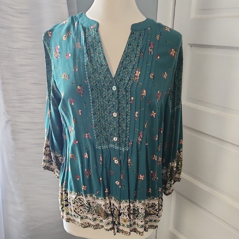 Floral  Dark Green Blouse